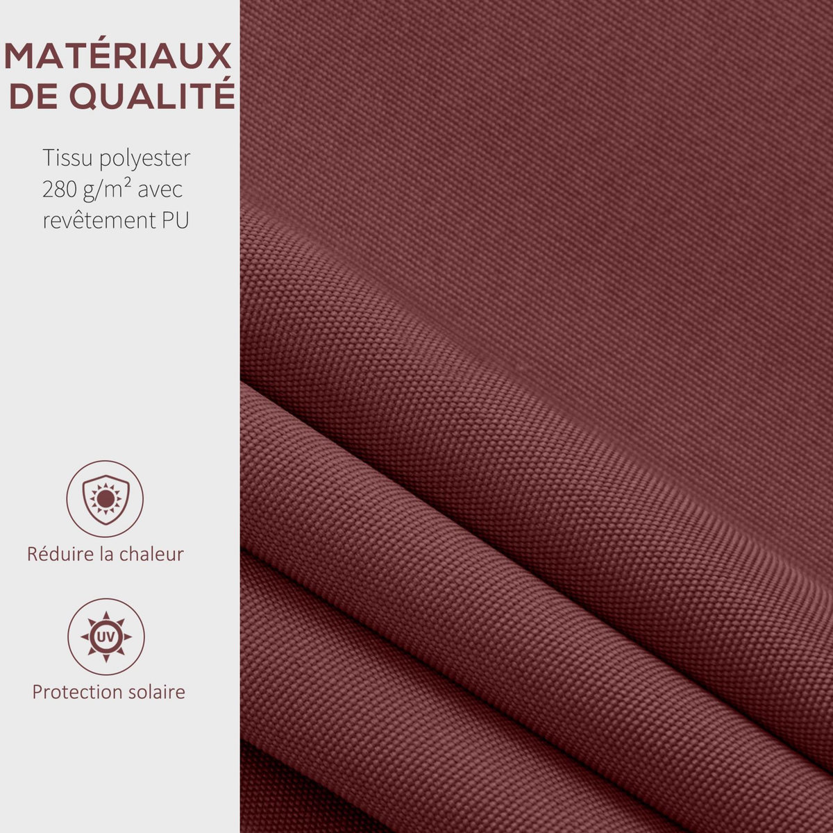 OUTSUNNY Store banne manuel rétractable aluminium polyester imperméabilisé 3,5L x 2,5l m bordeaux