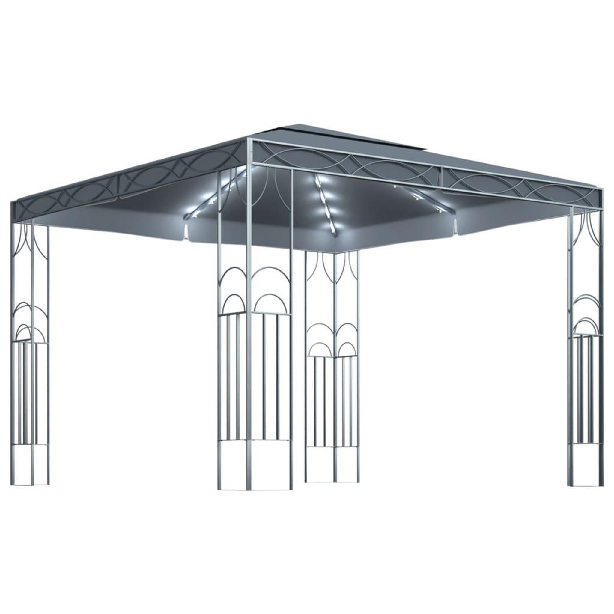 Voir la diapositive 2 : VIDAXL Tonnelle avec guirlande lumineuse a LED 300x300 cm Anthracite