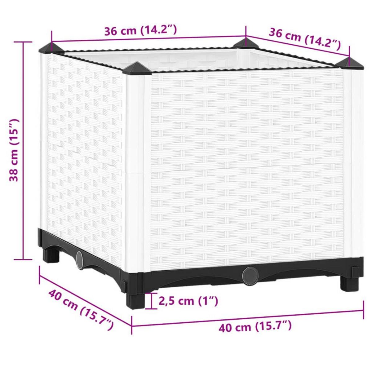 VIDAXL Lit sureleve 40x40x38 cm Polypropylene