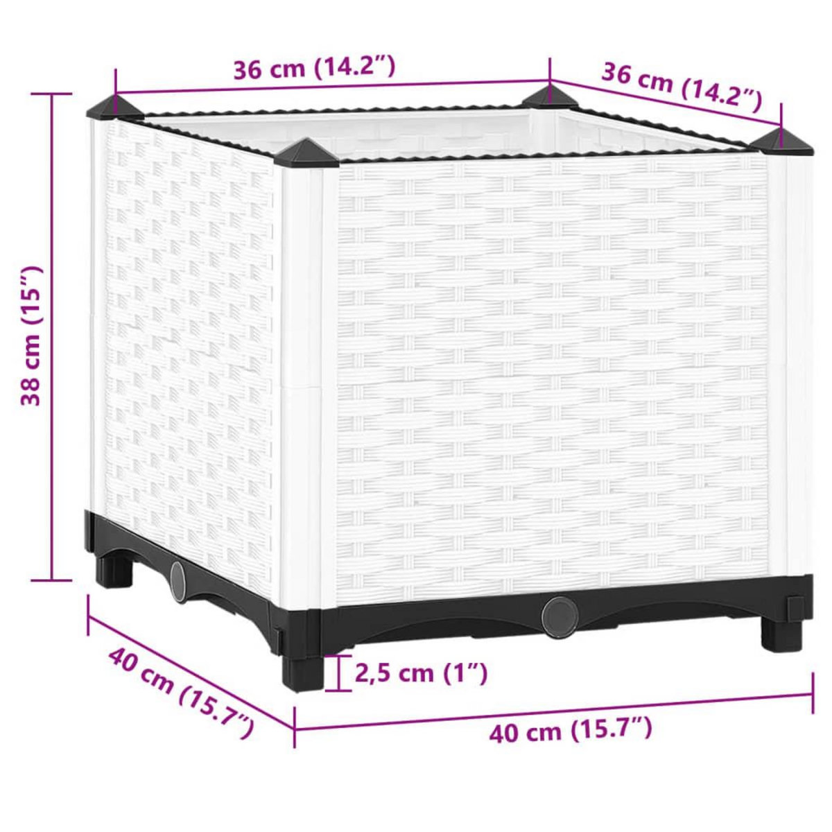 VIDAXL Lit sureleve 40x40x38 cm Polypropylene