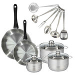 Fackelmann Set 2 poêles 24 28 cm, 3 faitouts 16, 20 et 24 cm en inox et 6 ustensiles inox Fackelmann Geneva