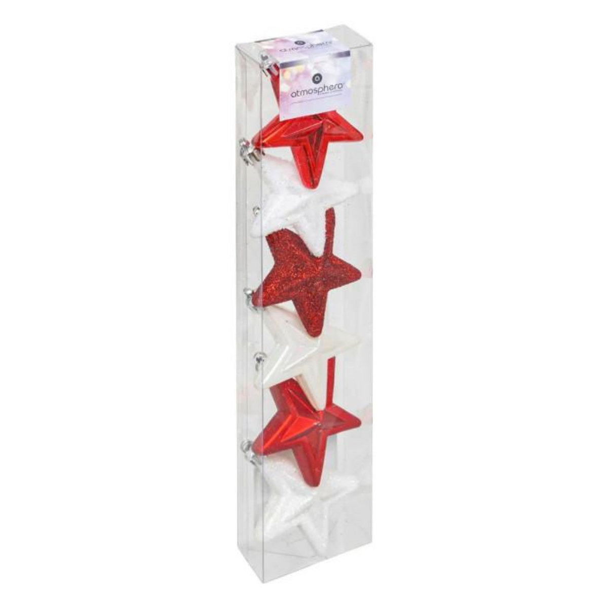 ATMOSPHERA Sujet de Noël 6 Pièces  Christmas Country  6cm Rouge & Blanc