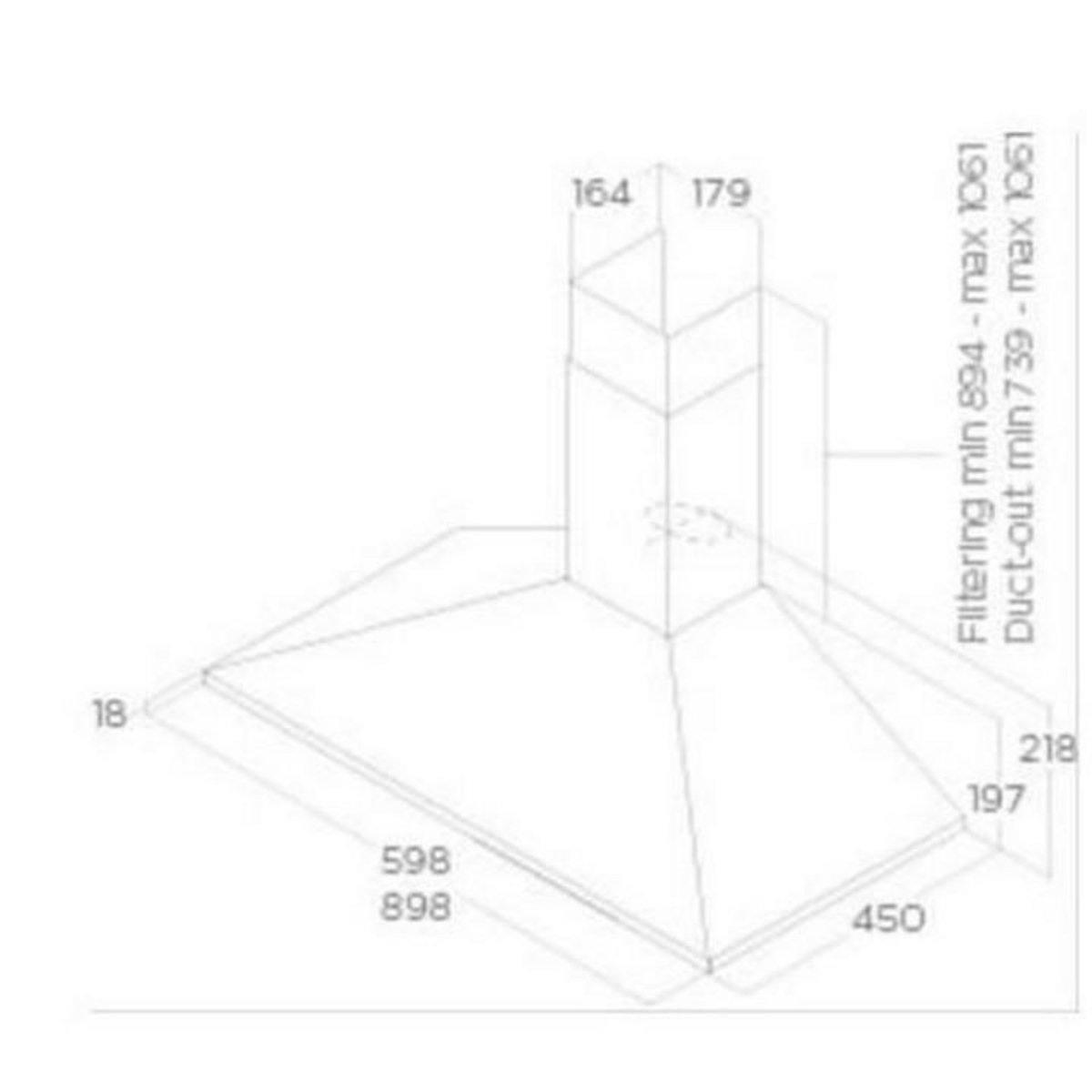 ELICA Hotte décorative murale 90cm 68db 395m3/h inox - prf0091763b