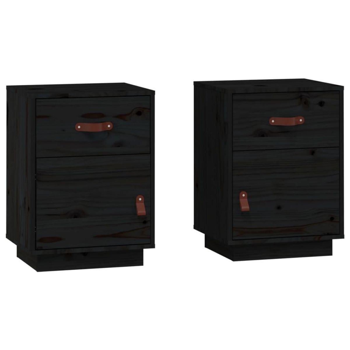 VIDAXL Tables de chevet 2 pcs Noir 40x34x55 cm Bois de pin massif