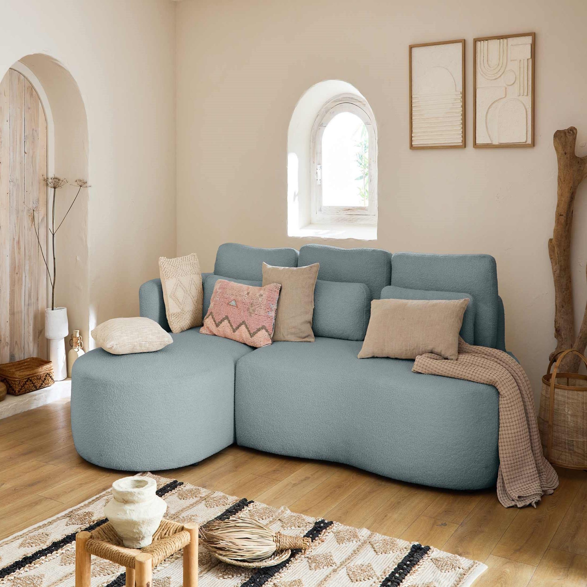 Voir la diapositive 5 : BEST MOBILIER Mahina - canapé d'angle gauche - 4 places - convertible avec coffre - en tissu bouclette