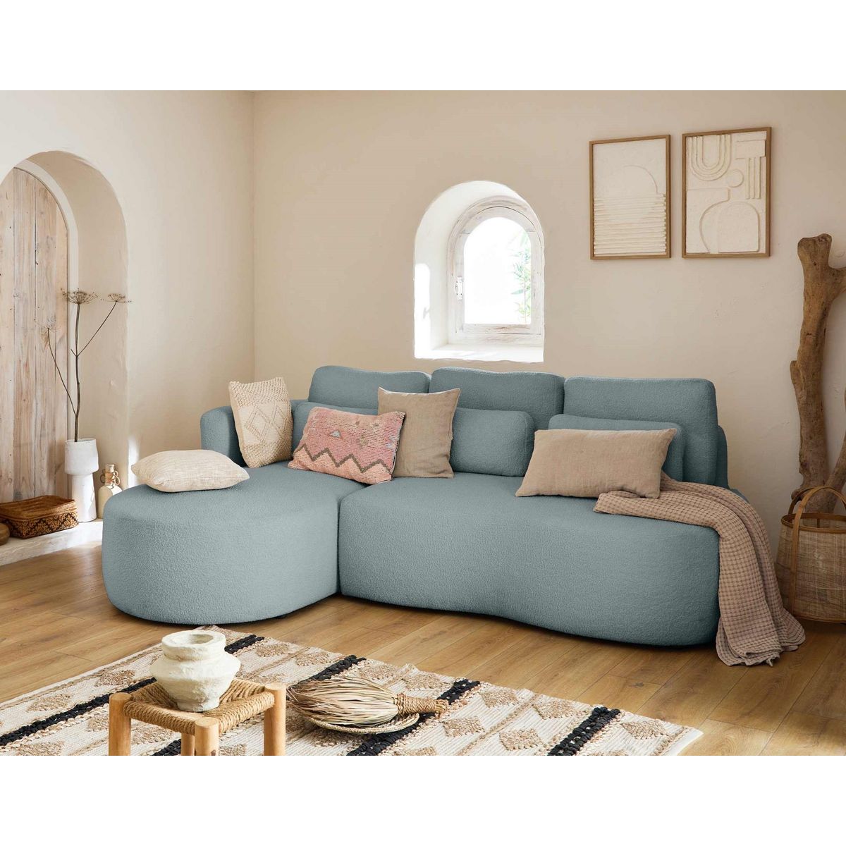 LISA DESIGN Mahina - canapé d'angle gauche - 4 places - convertible avec coffre - en tissu bouclette