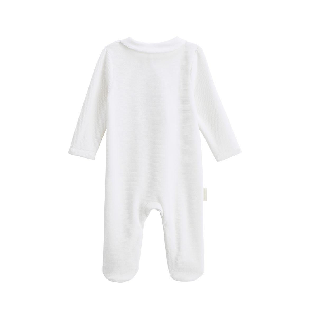 Petit Béguin Pyjama bébé en velours ouverture croisée Perle