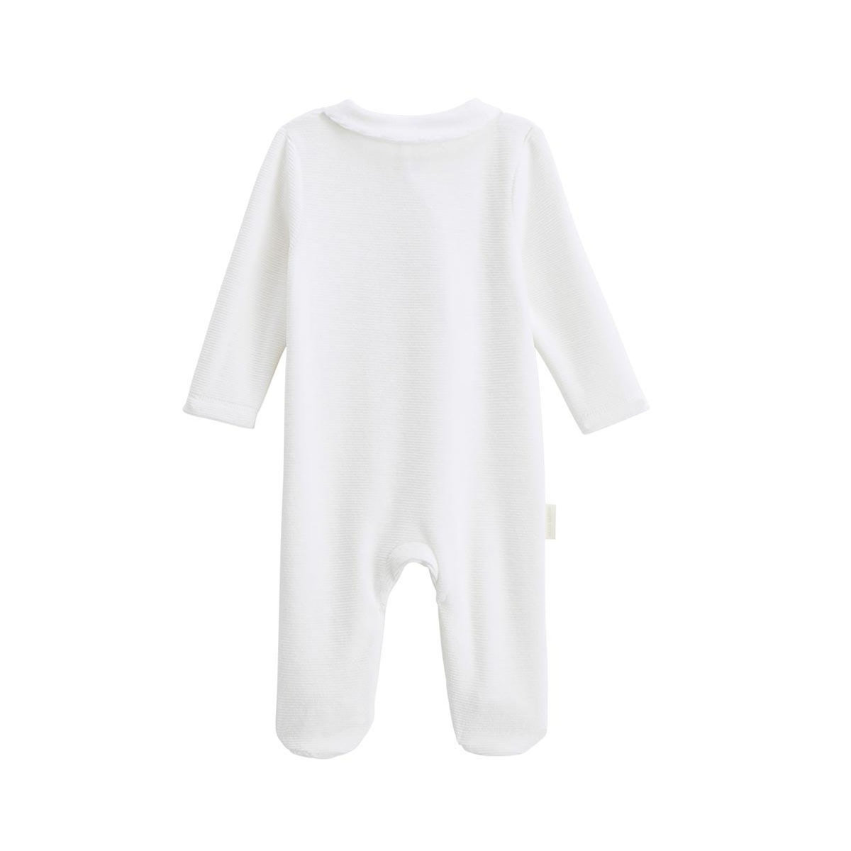 Petit Béguin Pyjama bébé en velours ouverture croisée Perle