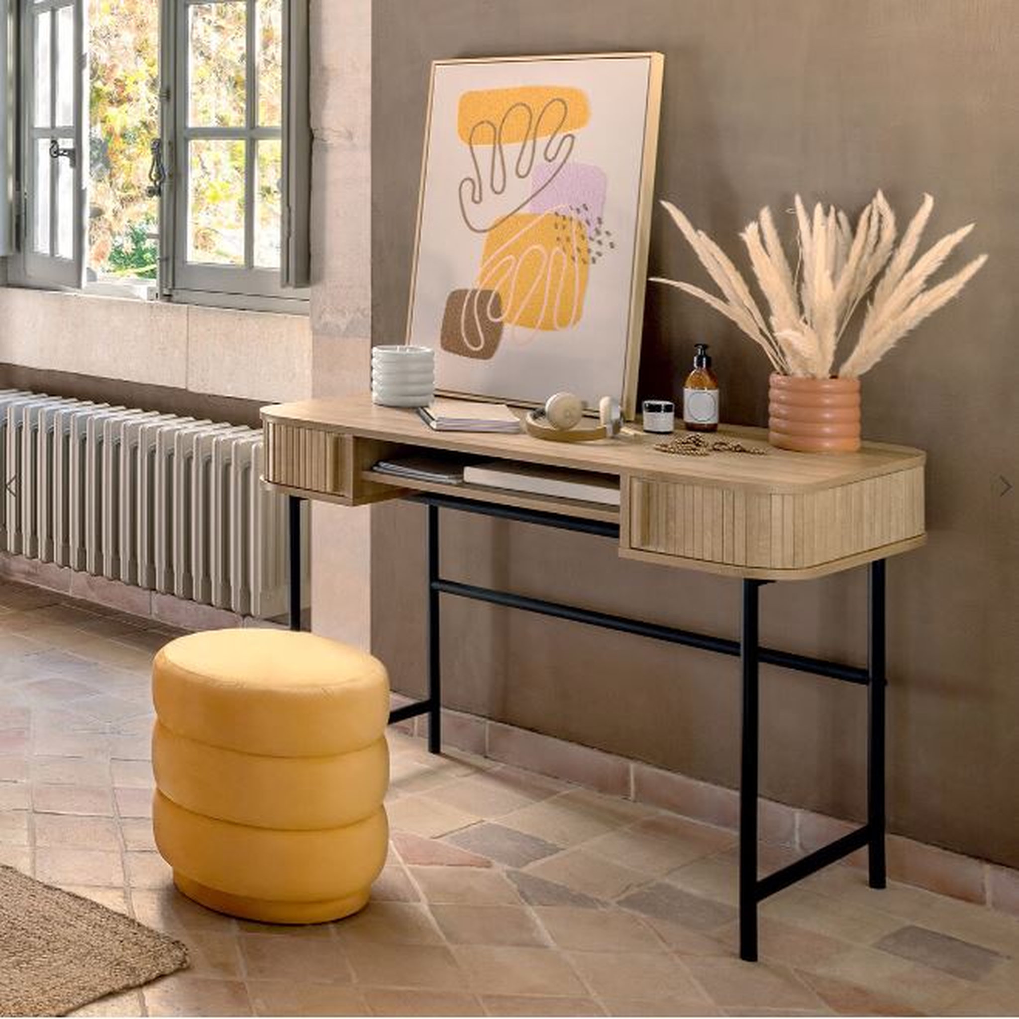 Voir la diapositive 4 : ATMOSPHERA Bureau 2 portes 1 niche L105cm CAMELIA