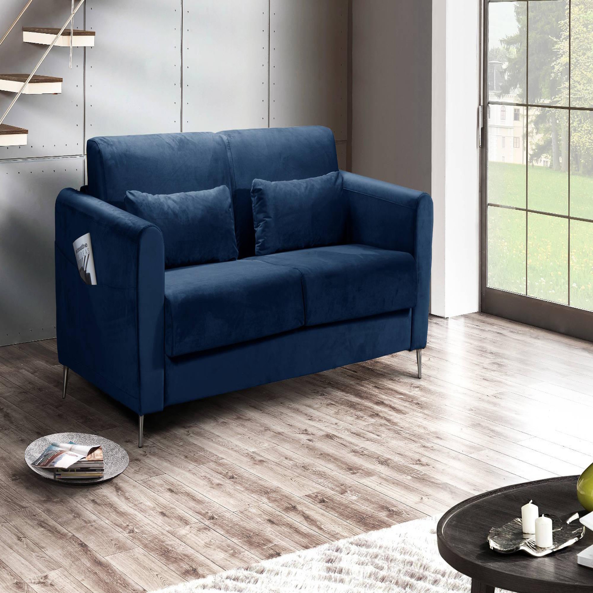 LISA DESIGN Owen - canapé 3 places convertible express couchage quotidien 140 cm matelas 12 cm en velours. Coloris disponibles : Vert