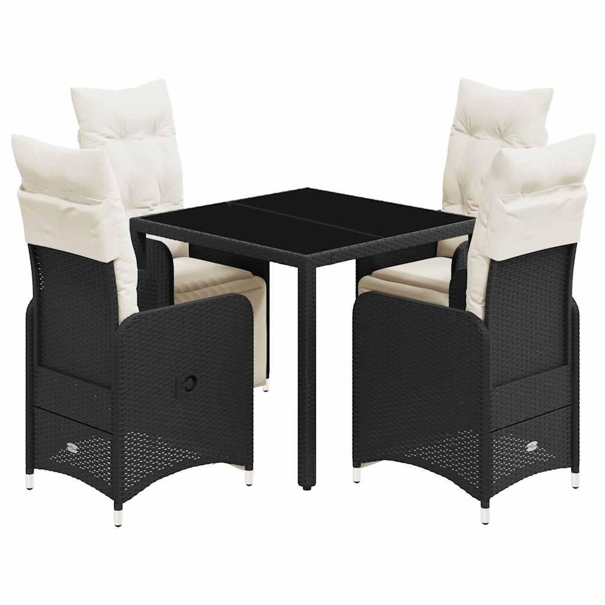 Voir la diapositive 2 : VIDAXL Ensemble de bistro de jardin 5 pcs coussins noir poly rotin