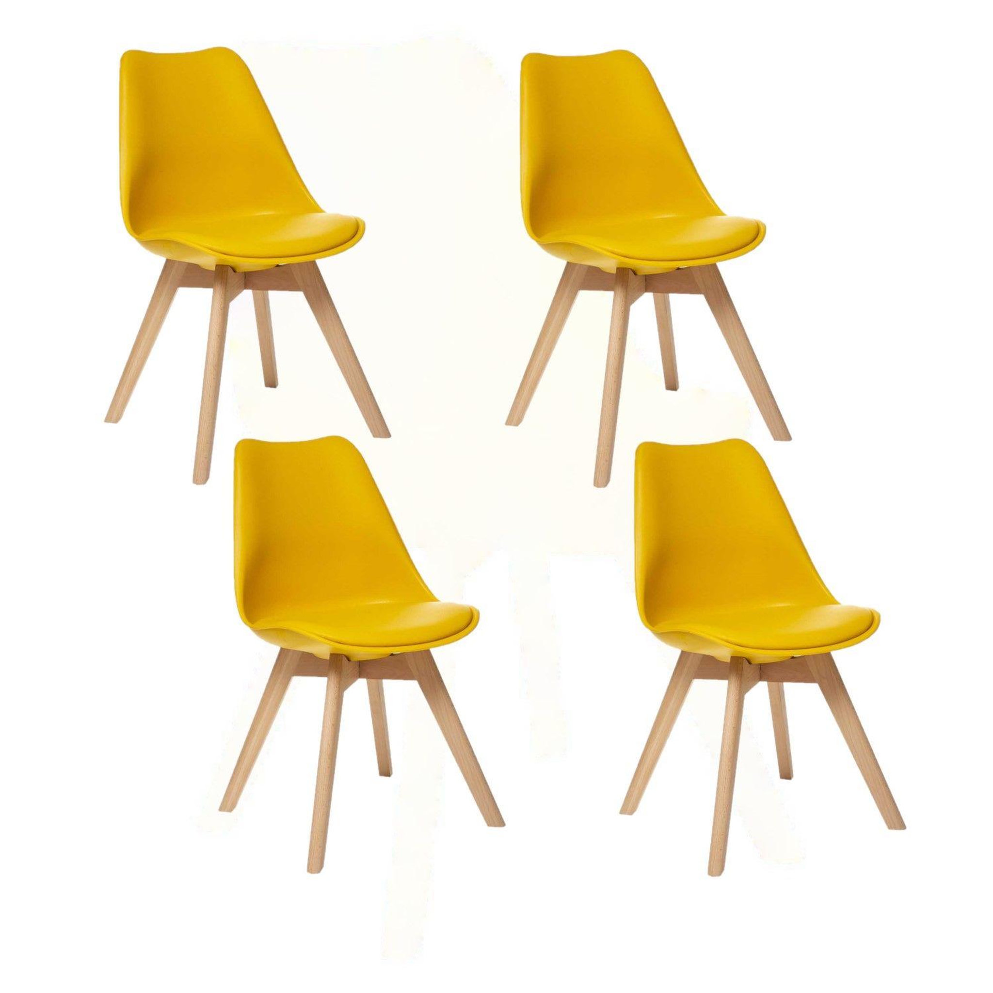 Voir la diapositive 1 : TOILINUX Lot de 4 chaises design scandinave baya