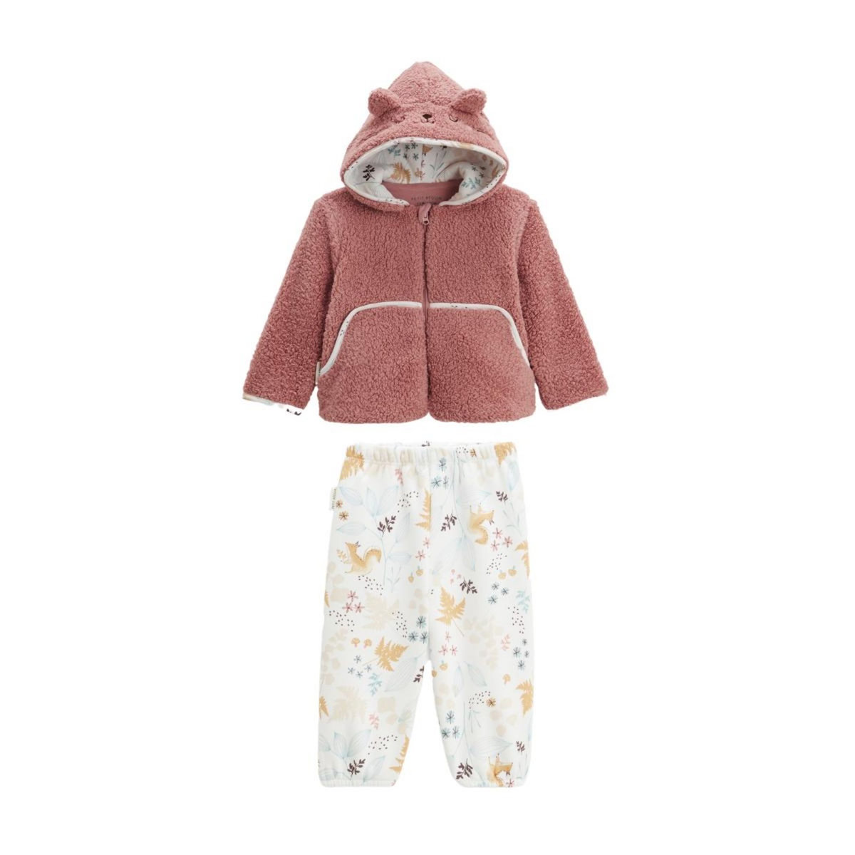 Petit Béguin Ensemble bébé veste en sherpa et pantalon en molleton Bloom