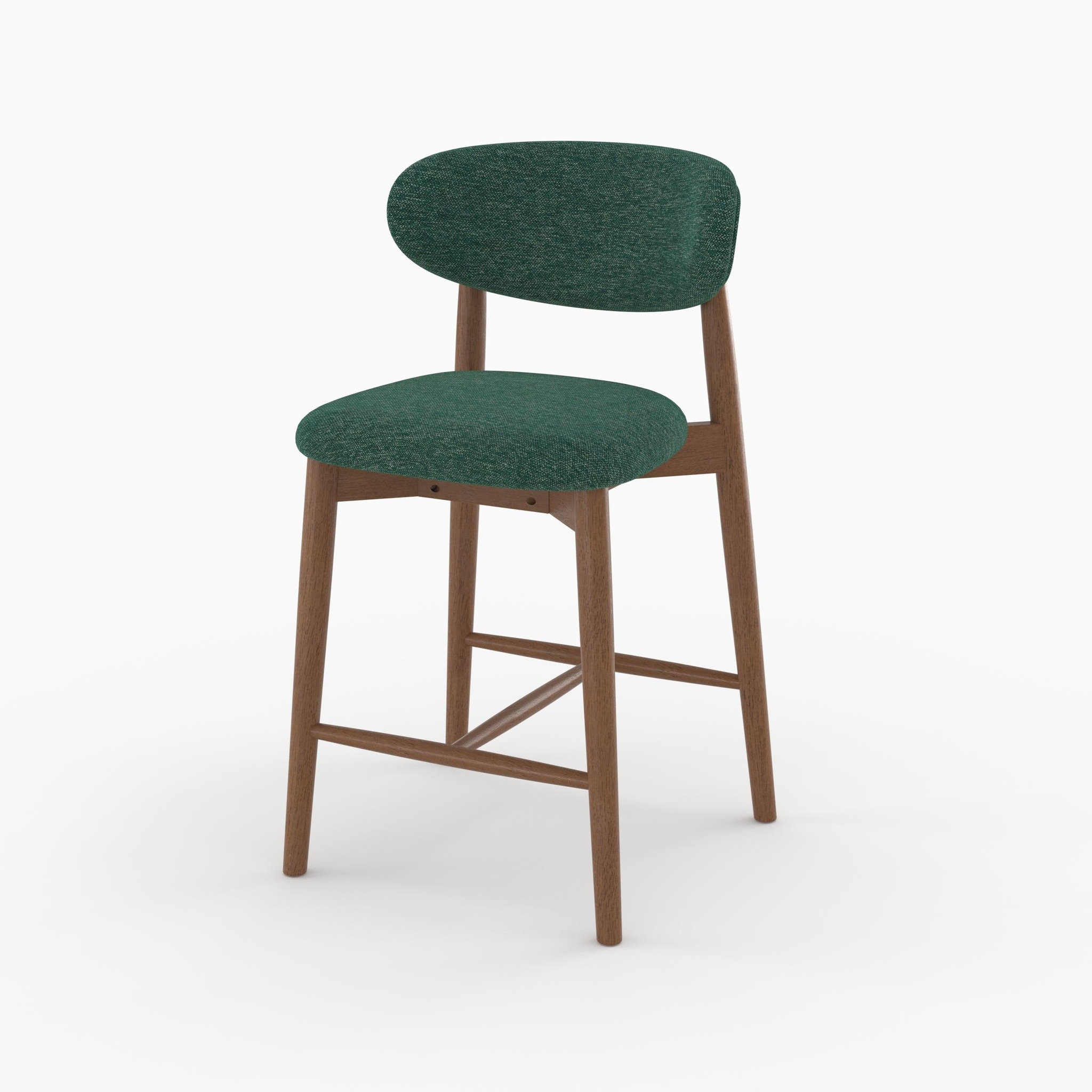 Voir la diapositive 6 : MAISON PAVANE Lot de 2 chaises pour ilot central 64,5 cm en tissu vert sapin-yuna