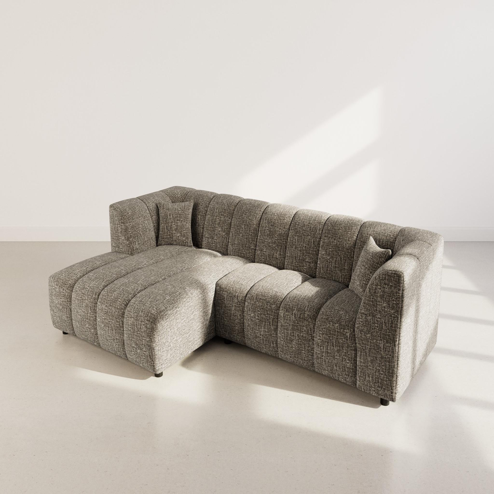 Voir la diapositive 3 : LISA DESIGN Curtis - canapé d'angle gauche 4 places avec accoudoir en tissu texturé