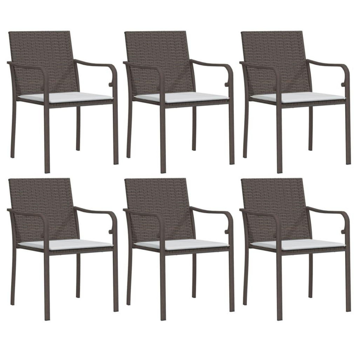 VIDAXL Chaises de jardin et coussins lot de 6 marron 56x59x84 cm rotin