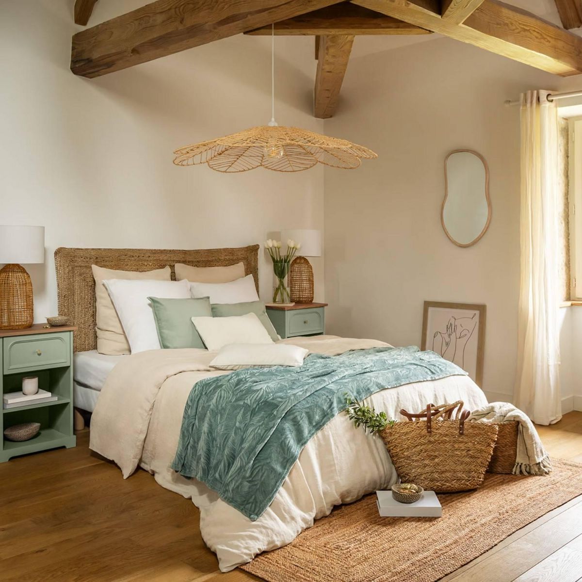 ATMOSPHERA Miroir organique en bois LIVIA - 75 x 45 cm - Beige