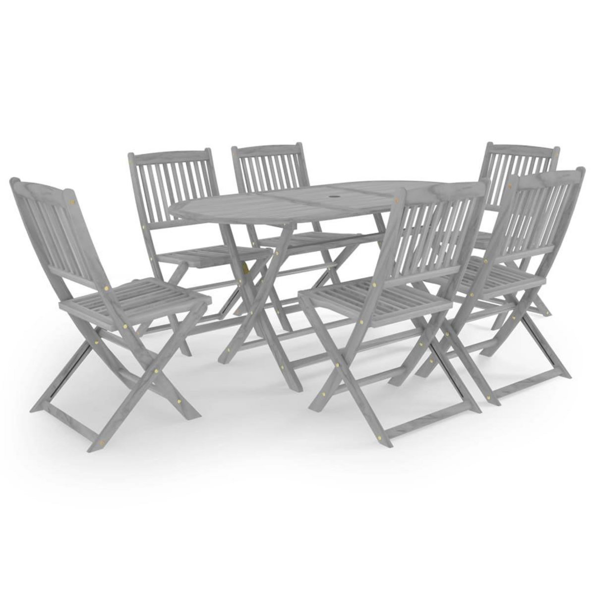 VIDAXL Ensemble a manger de jardin 7 pcs Bois d'acacia massif Gris