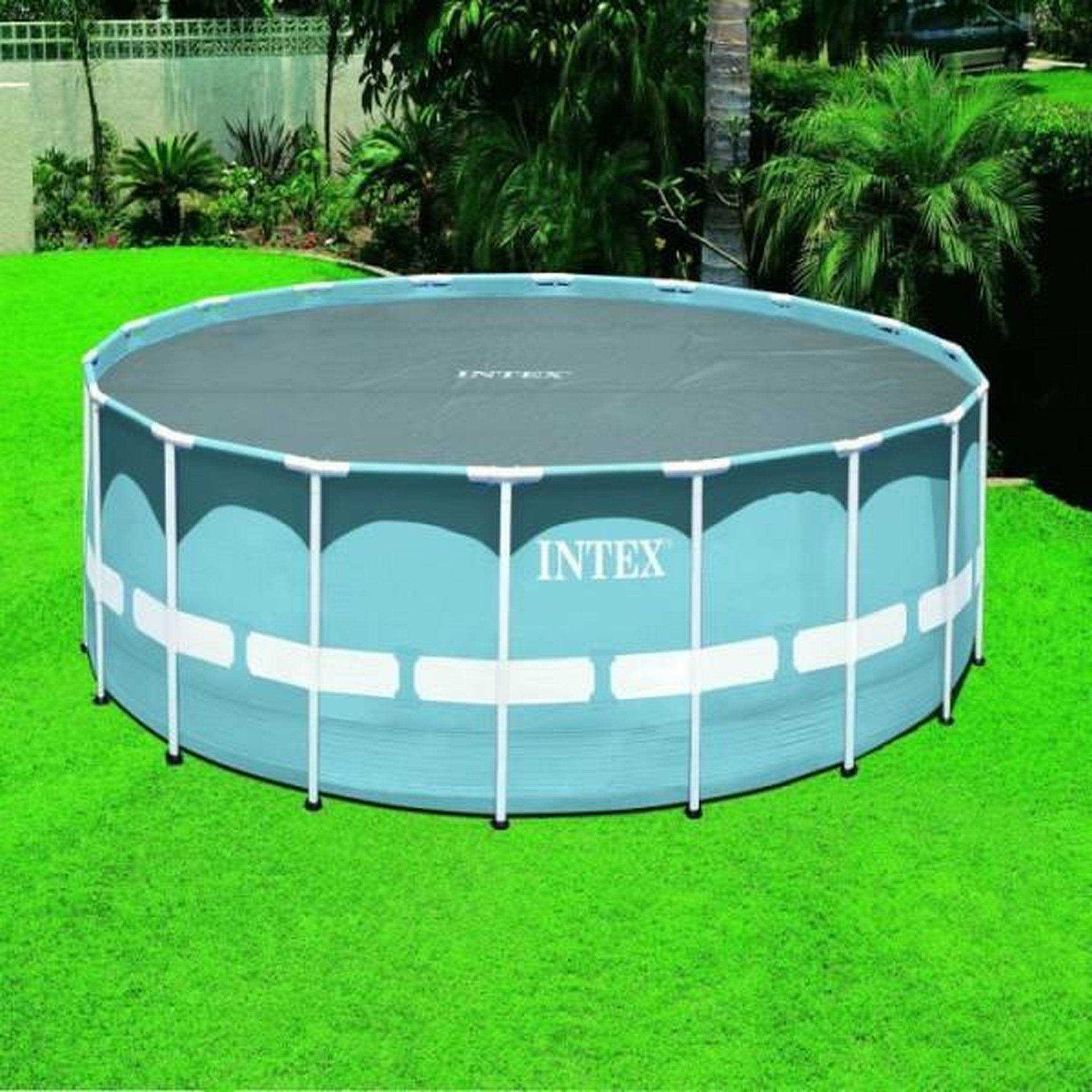 Voir la diapositive 2 : INTEX Bâche a bulles INTEX pour piscine tubulaire ronde de 4,57m - 270 microns