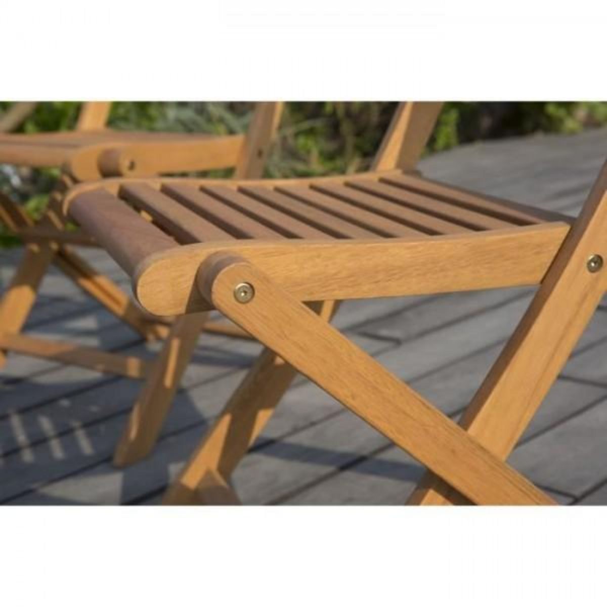 MARKET24 Lot de 2 chaises de jardin pliantes en Acacia FSC - 57 x 46,5 x 90 cm