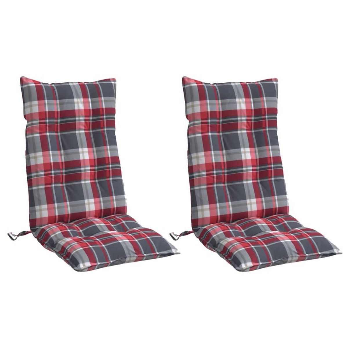 VIDAXL Coussins de chaise a dossier haut lot de 2 motif carreaux rouge