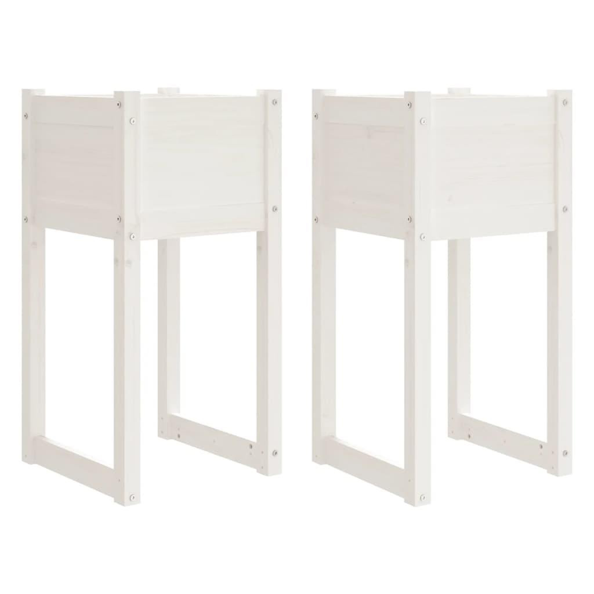 Voir la diapositive 2 : VIDAXL Jardinieres 2 pcs Blanc 40x40x81 cm Bois massif de pin