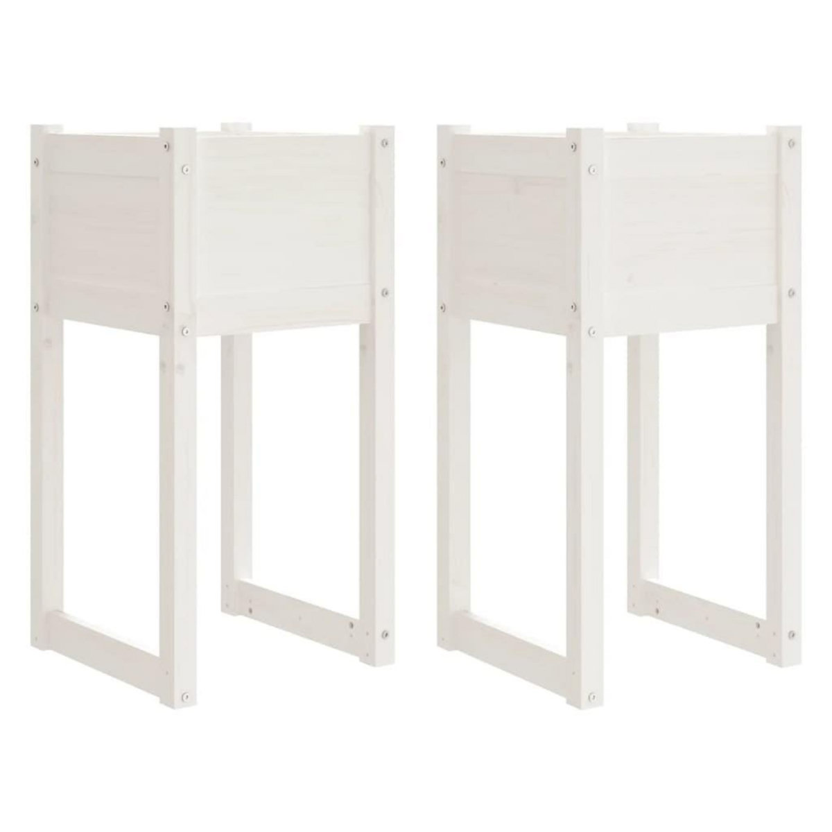 VIDAXL Jardinieres 2 pcs Blanc 40x40x81 cm Bois massif de pin