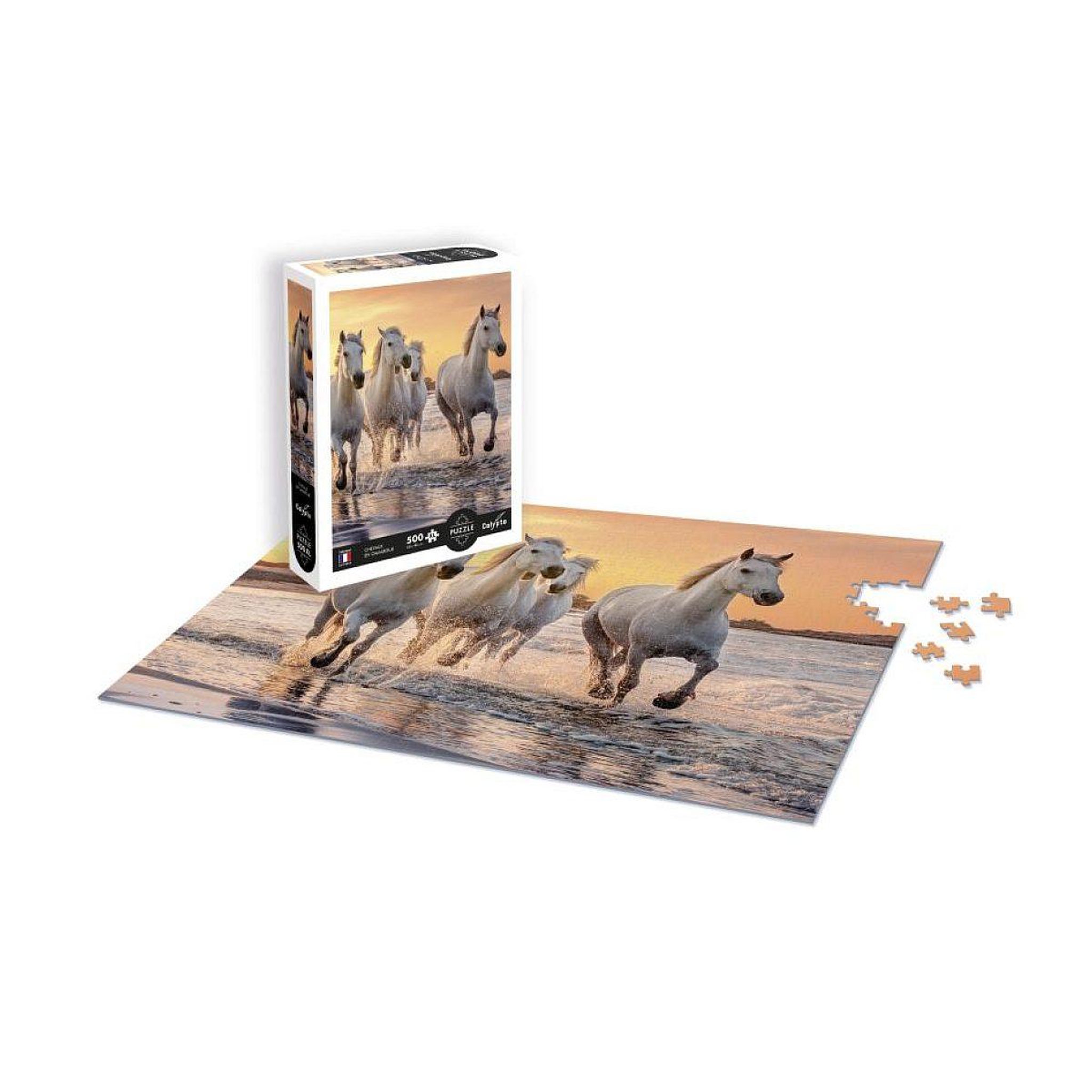 Voir la diapositive 2 : Sentosphere Puzzle 500 pièces xl - chevaux en camargue