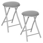 FIVE Lot de 2 Tabourets pliants en PVC. Coloris disponibles : Gris, Noir