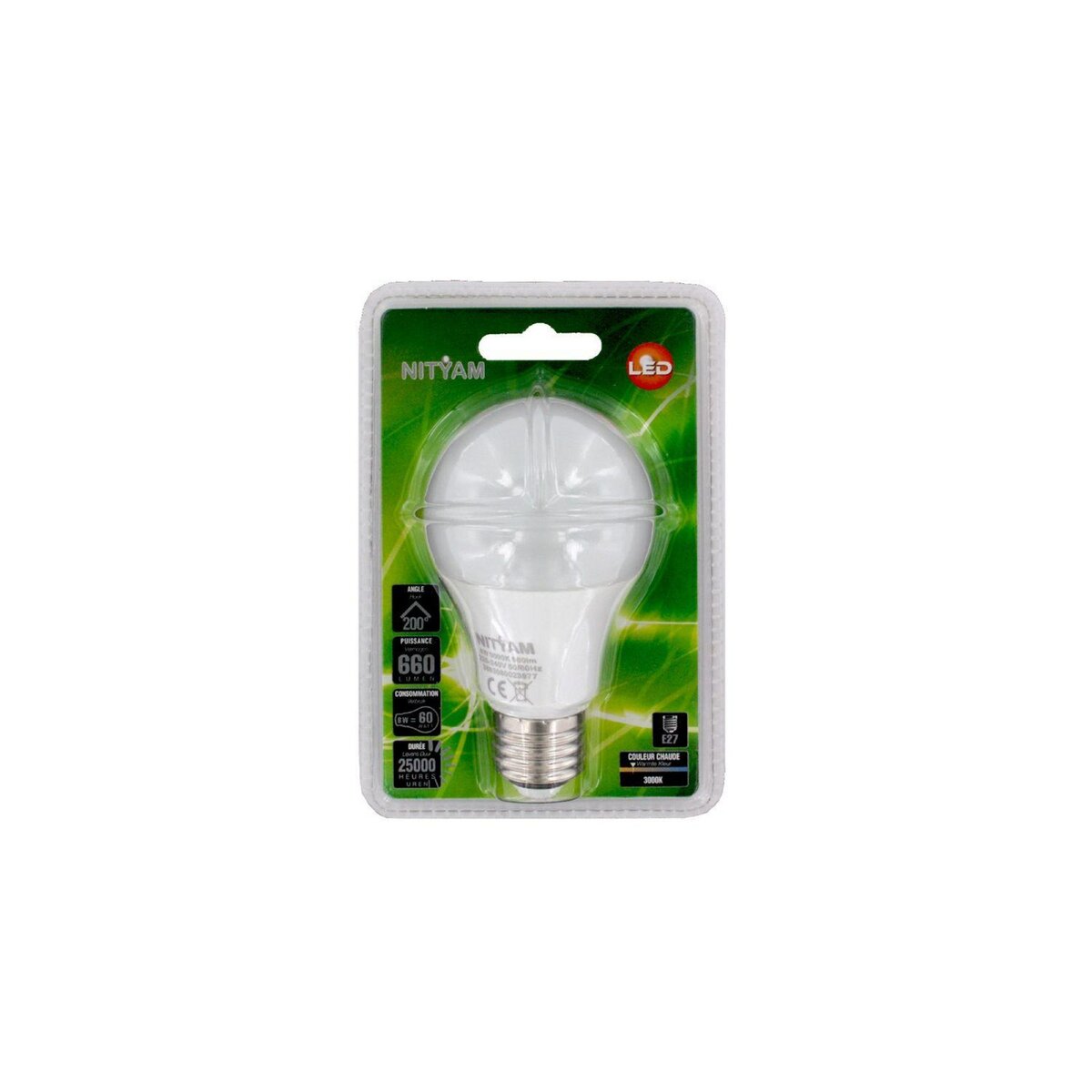 NITYAM Ampoule LED Globe E27 - 8W