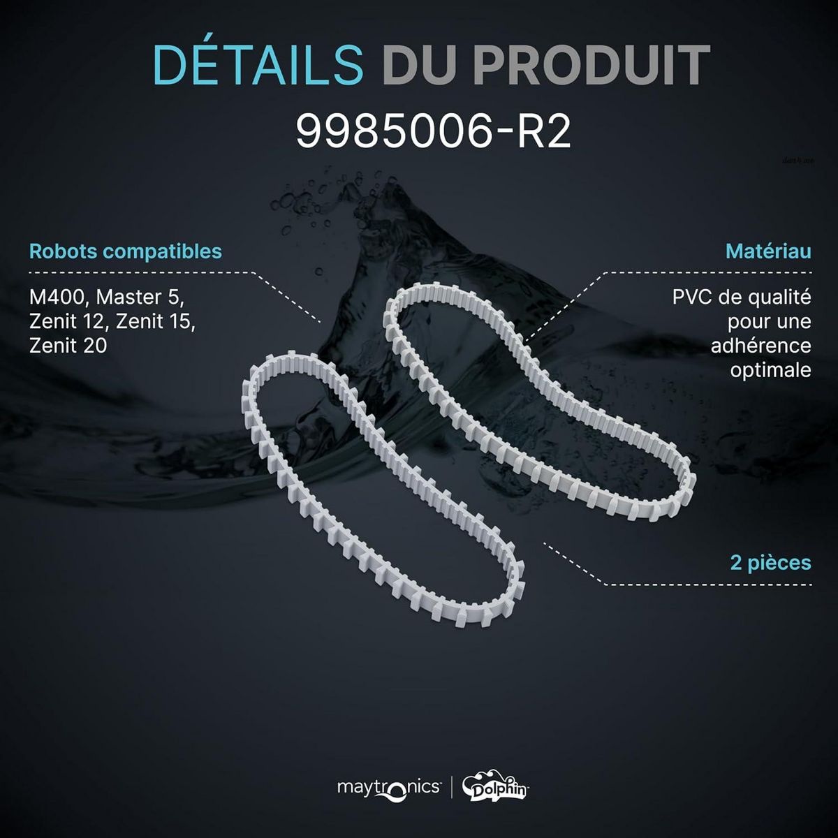 Dolphin Lot de 2 chenilles d'entrainement grises pour robot dolphin - 9985006-r2