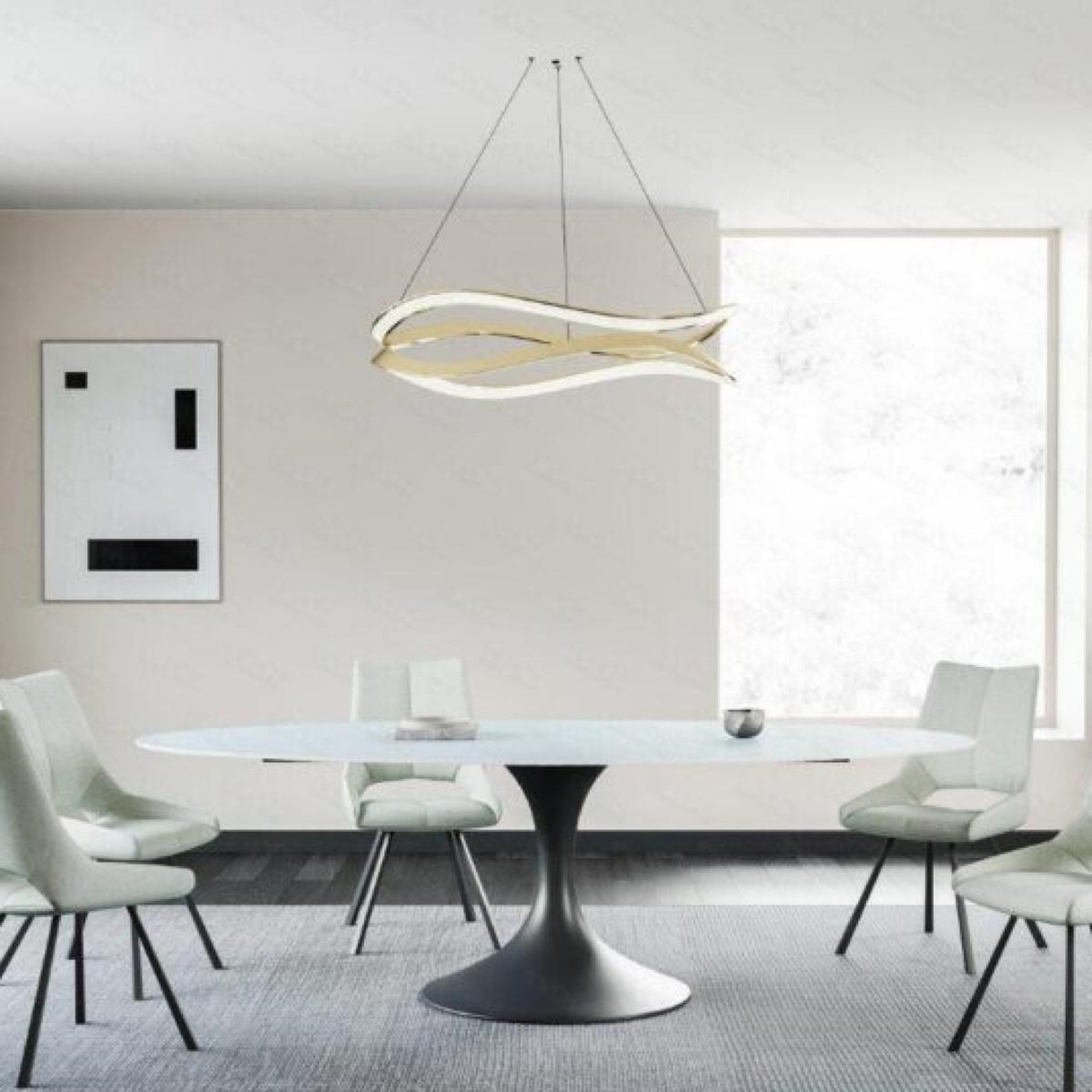 Voir la diapositive 2 : JLC KREATION Table forme irrégulière blanche et noir 280 cm calisia