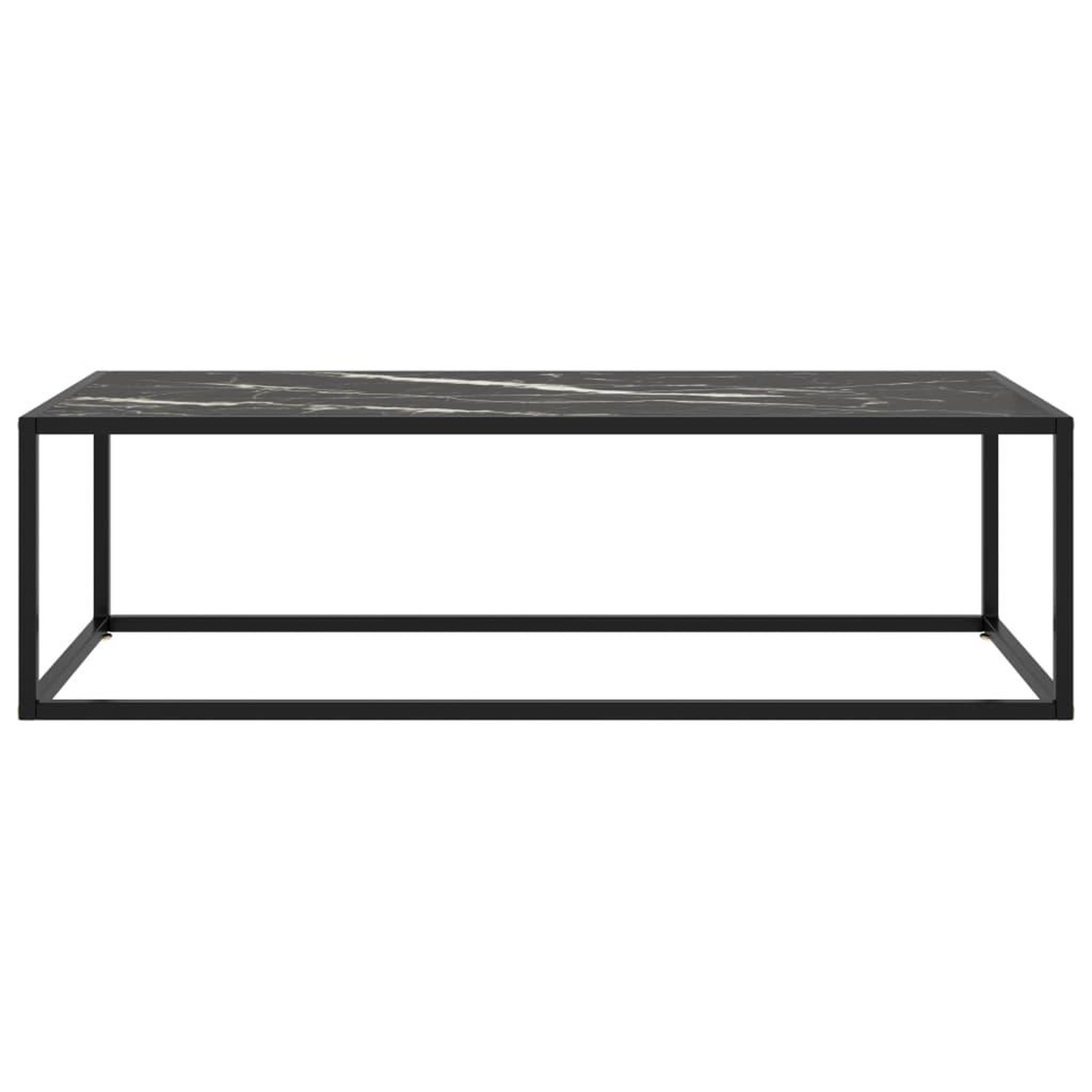 Voir la diapositive 2 : VIDAXL Table basse Noir avec verre marbre noir 120x50x35 cm
