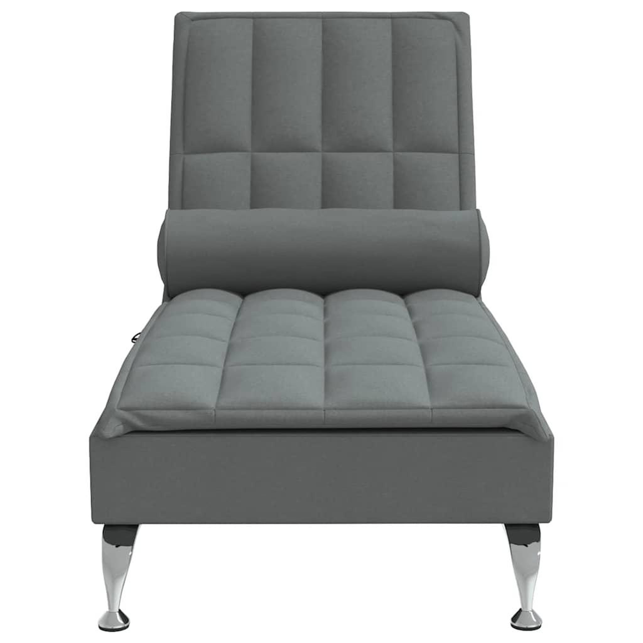 Voir la diapositive 4 : VIDAXL Chaise longue de massage avec traversin gris fonce tissu
