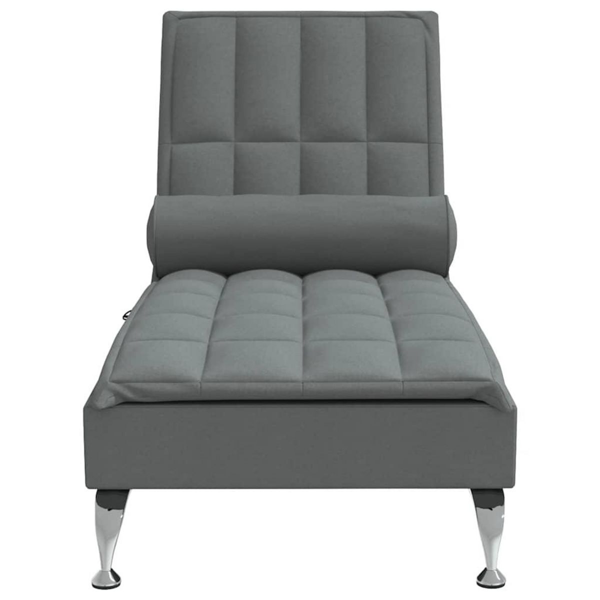 VIDAXL Chaise longue de massage avec traversin gris fonce tissu
