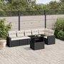 Voir la diapositive 1 : VIDAXL Salon de jardin 7 pcs avec coussins noir resine tressee