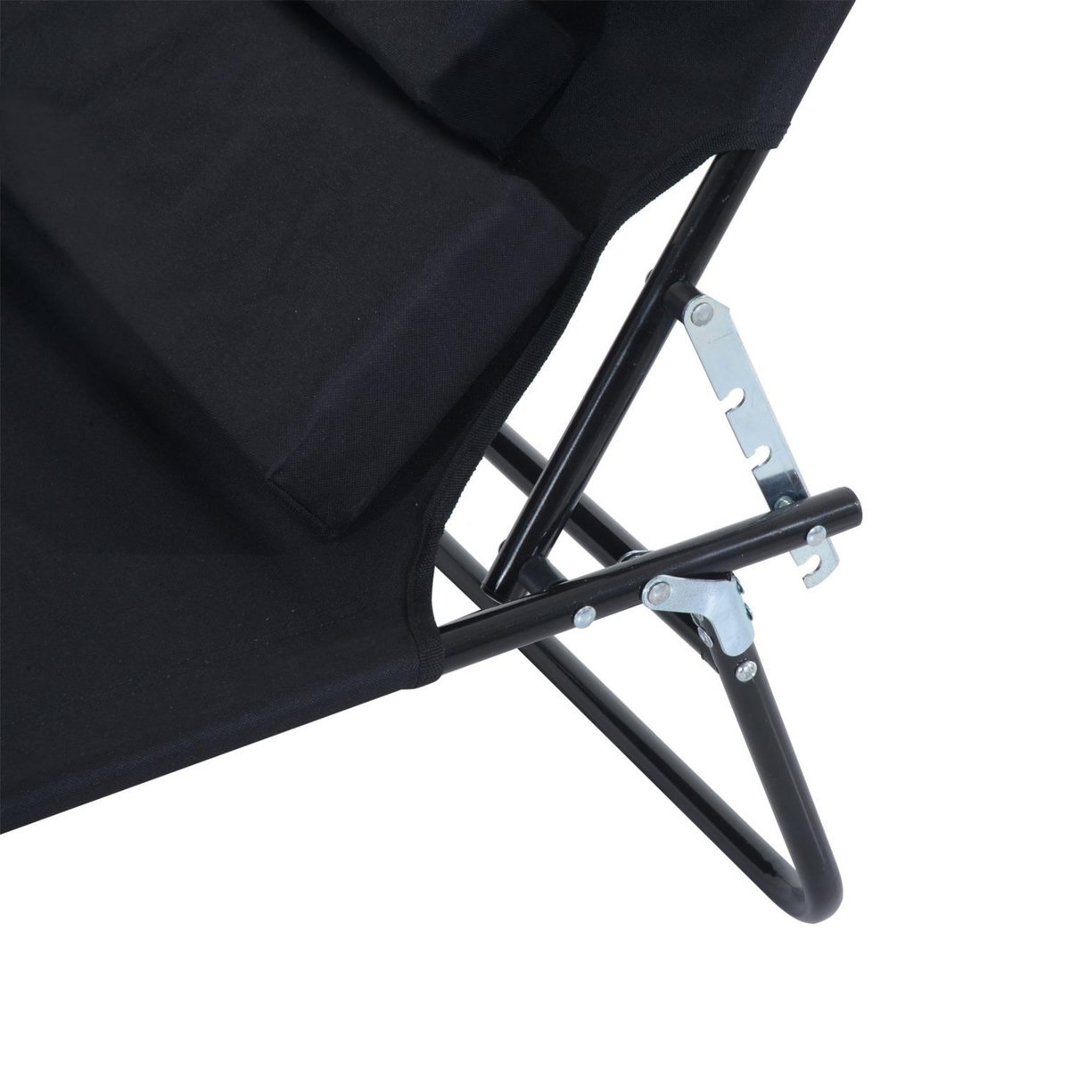 OUTSUNNY Bain de soleil pliable transat inclinable 4 positions chaise longue de lecture 3 coussins fournis noir