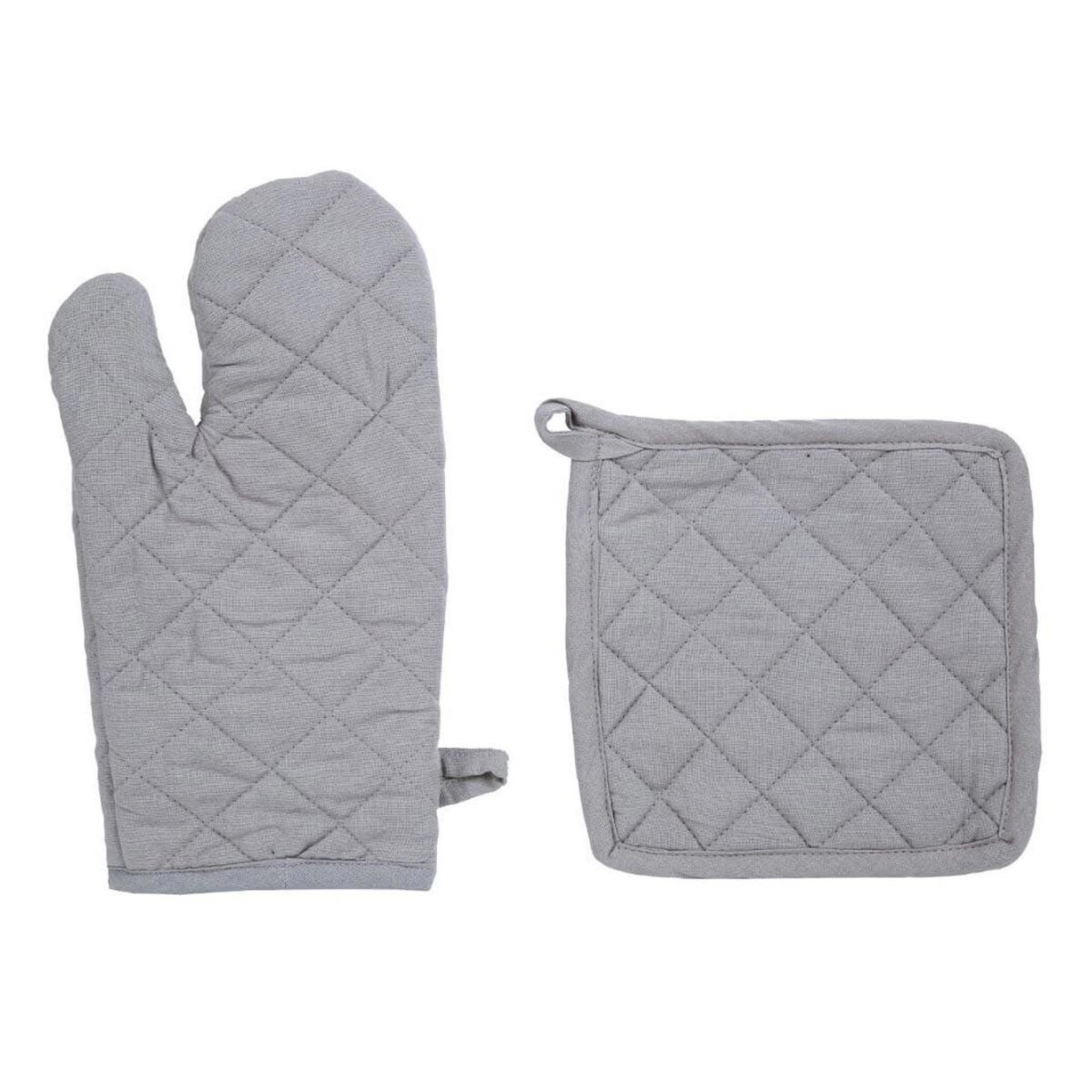 ATMOSPHERA Gant & manique de cuisine  coton  33cm gris clair