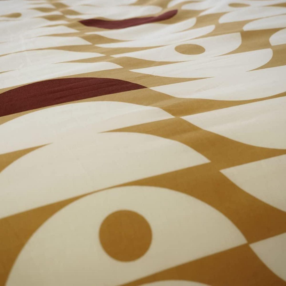 COTE DECO Housse de couette 240 x 260 Geojaune + 2 taies 100% coton 57 fils