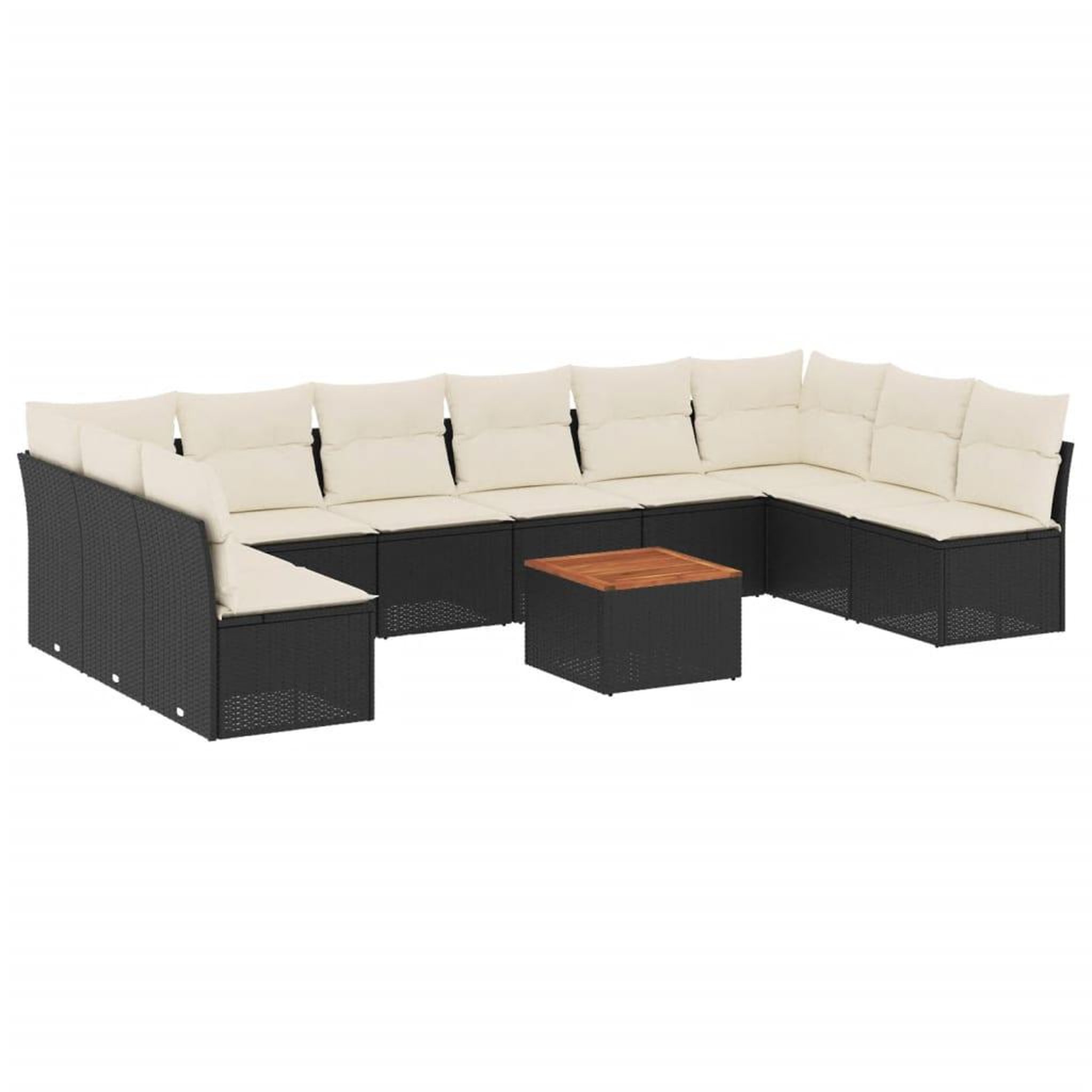 Voir la diapositive 2 : VIDAXL Salon de jardin 11 pcs avec coussins noir resine tressee