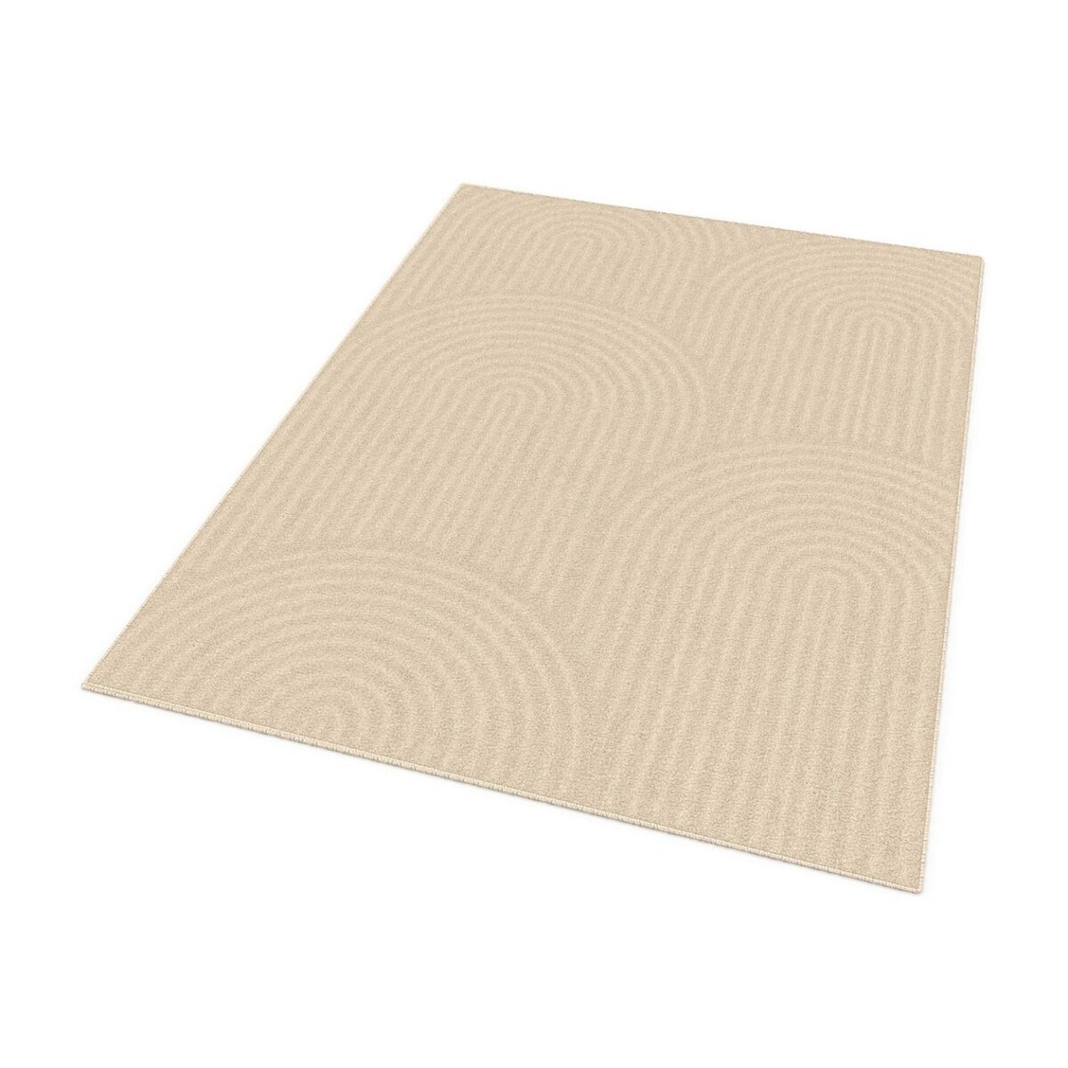 ID MARKET Tapis d'intérieur rectangle JADA à motifs circulaire beige 160 x 220 cm