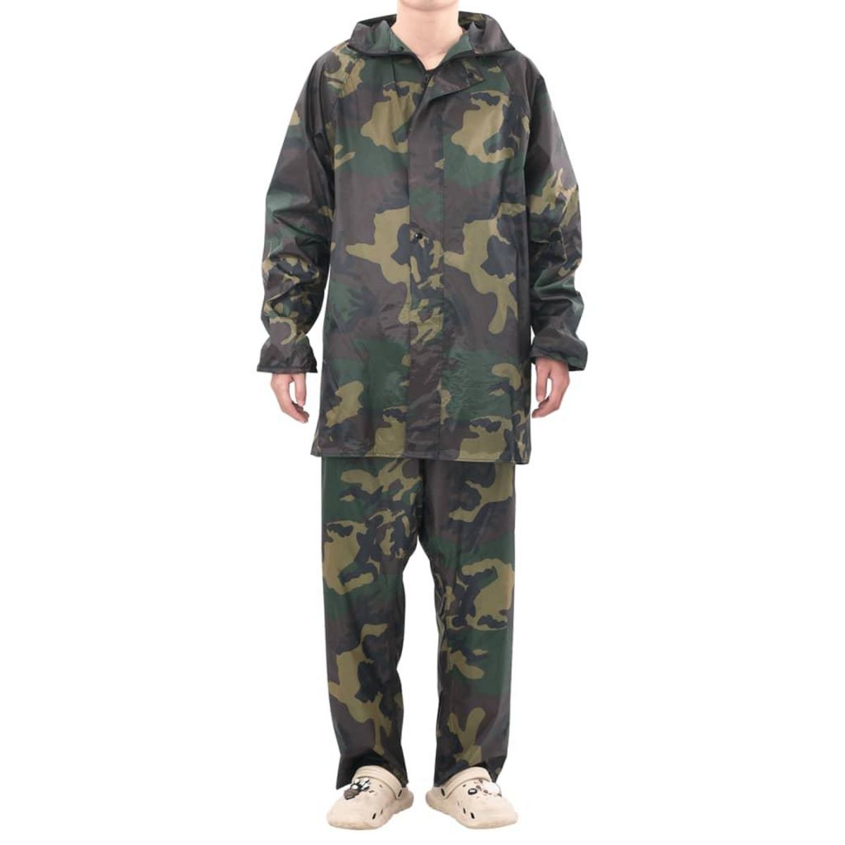 VIDAXL Combinaison de pluie avec capuche 2 pcs Hommes Camouflage M