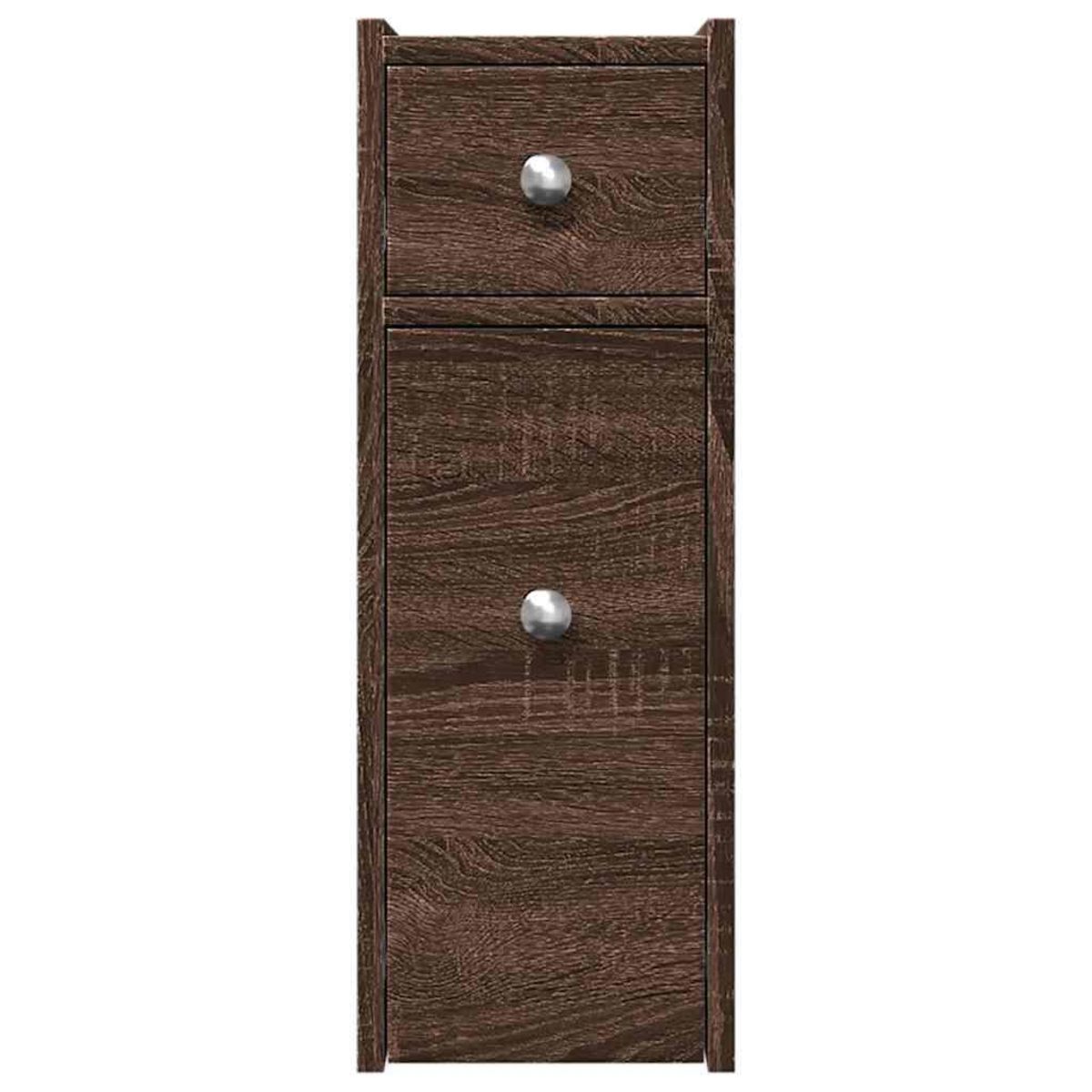 VIDAXL Armoire de salle de bain etroite avec roulettes chene marron
