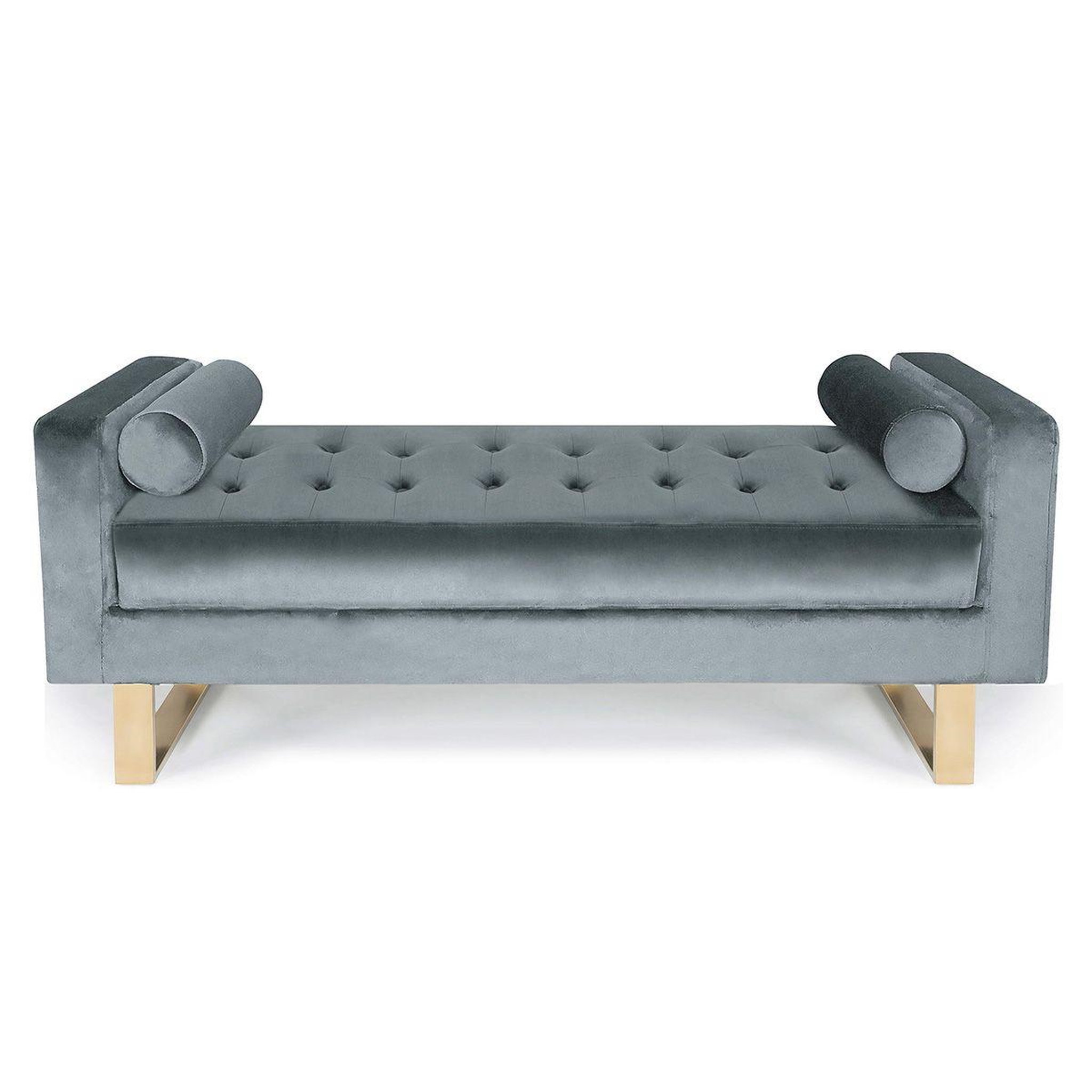 Voir la diapositive 2 : Paris Prix Banquette capitonnée velours  qena  160cm argent