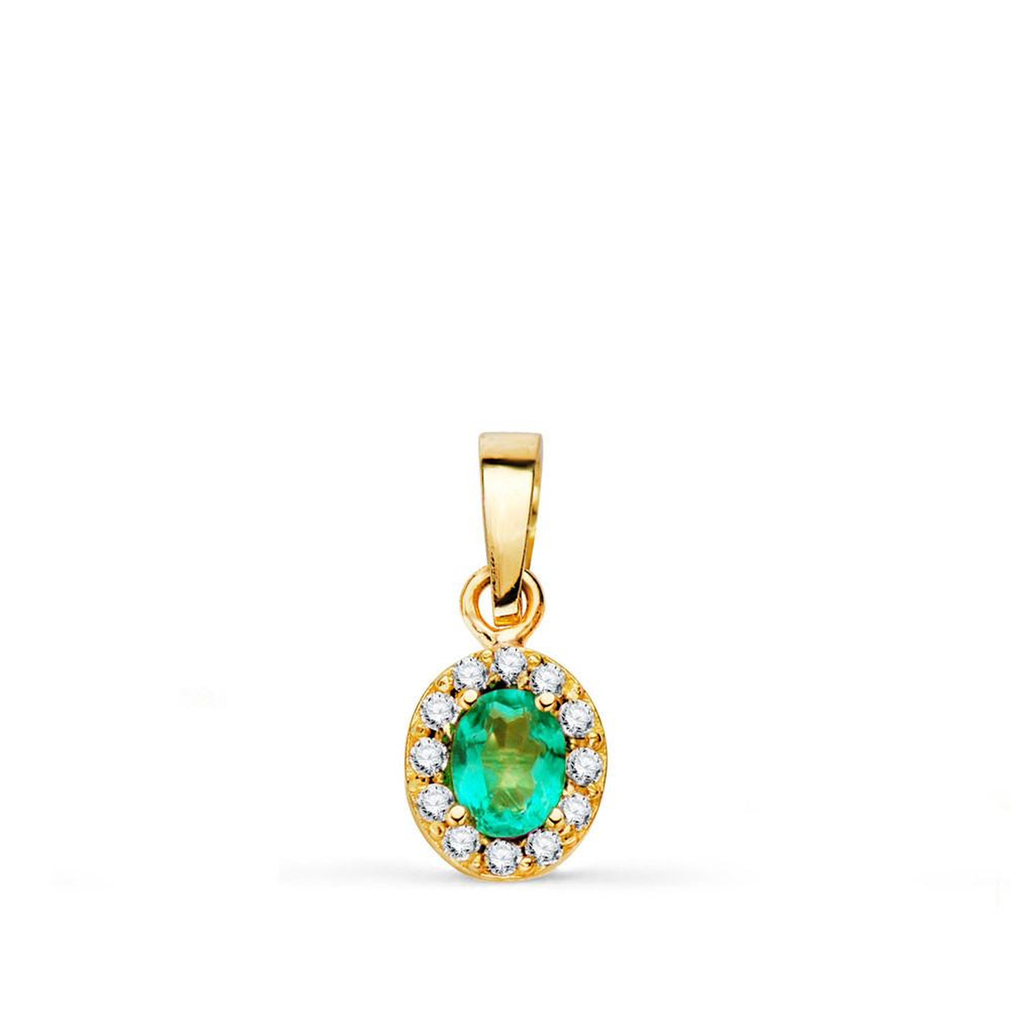 L'ATELIER D'AZUR Pendentif Or 18 Carats 750 Jaune Topaze Paraiba et Zirconiums - Motif Ovale - Chaine Offerte