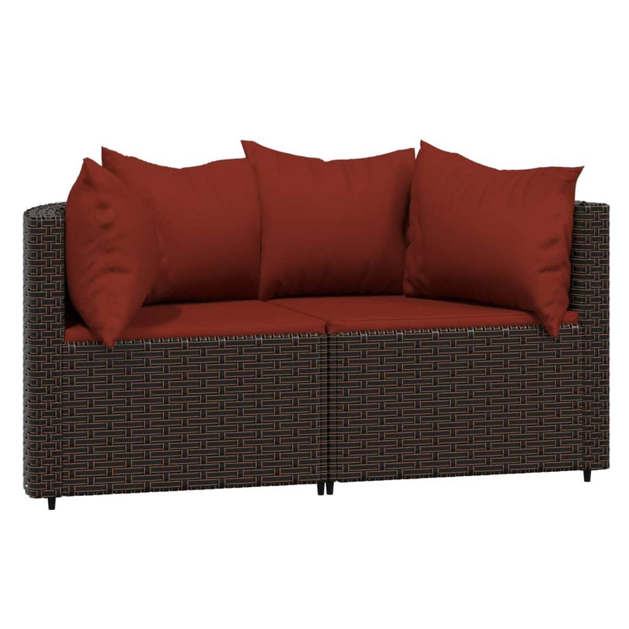 Voir la diapositive 2 : VIDAXL Canapes d'angle de jardin et coussins2pcs marron resine tressee
