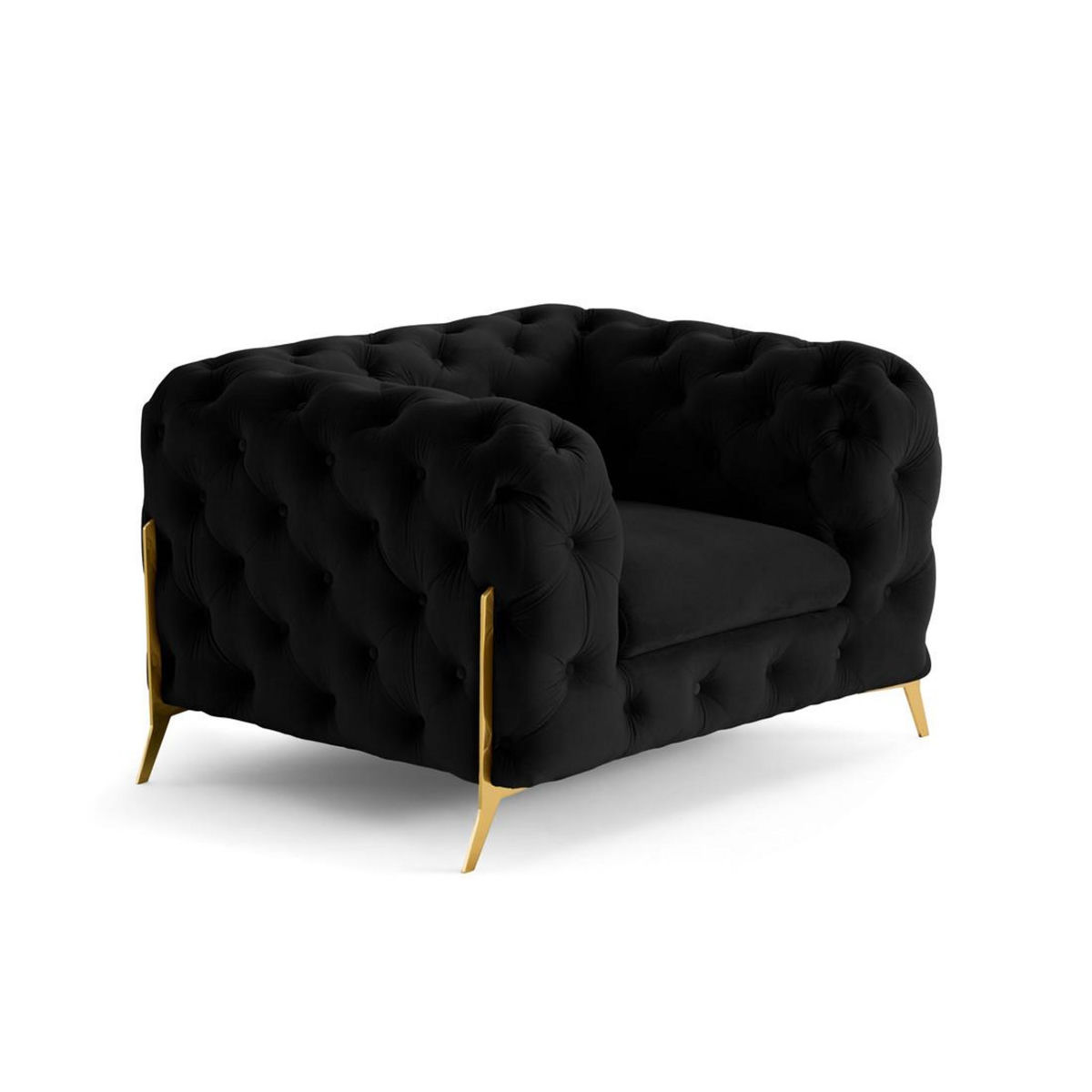 LISA DESIGN Camden - fauteuil chesterfield en velours - pieds en métal doré