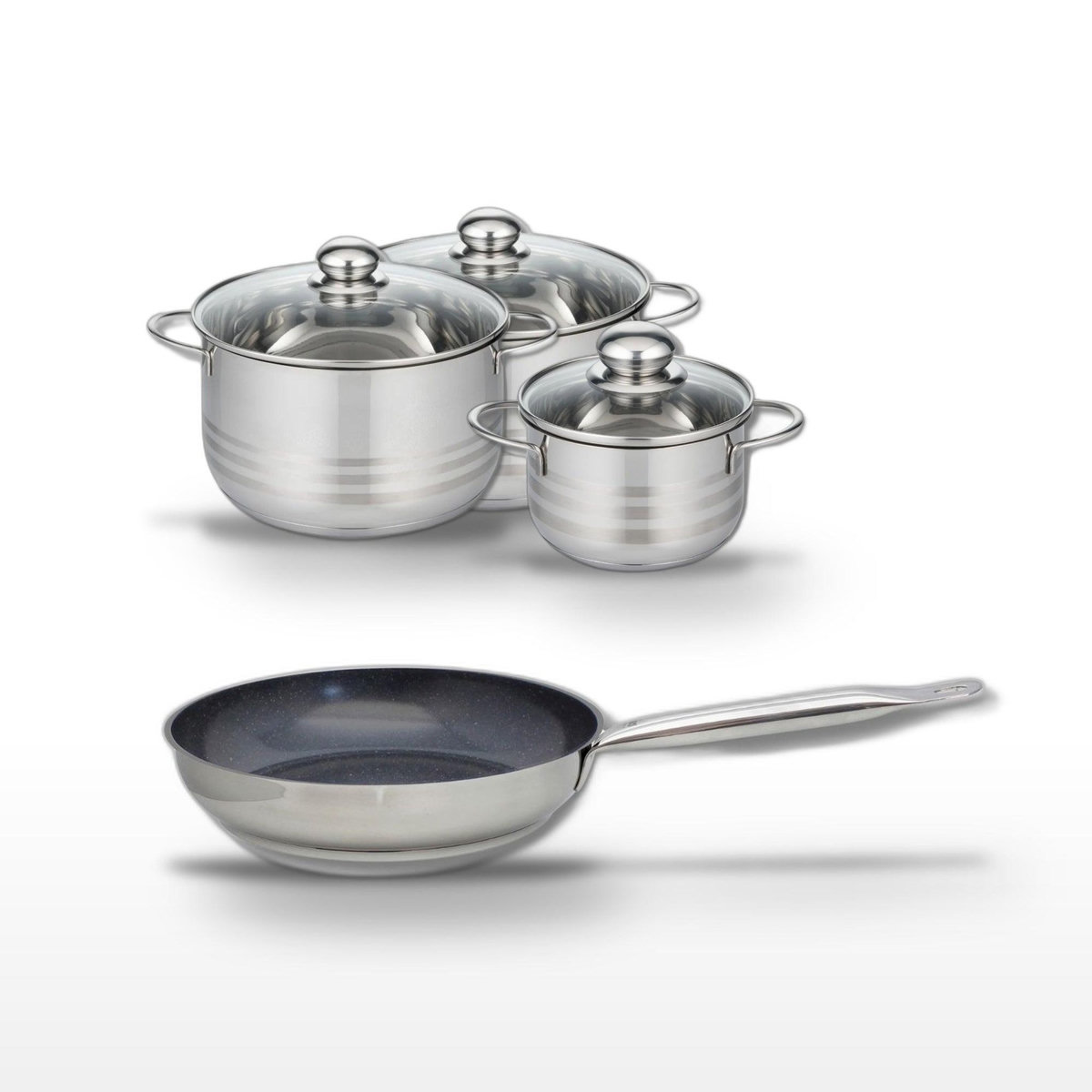 ELO Lot Poêle 24cm & 3 Faitouts 16/20/24cm Elo Profi Therm Platinum