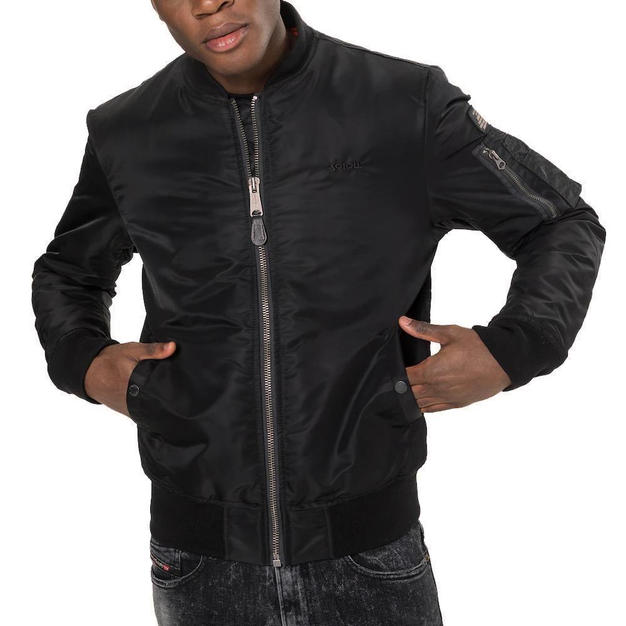 Schott Bomber  Homme Schott Jet17. Coloris disponibles : Noir