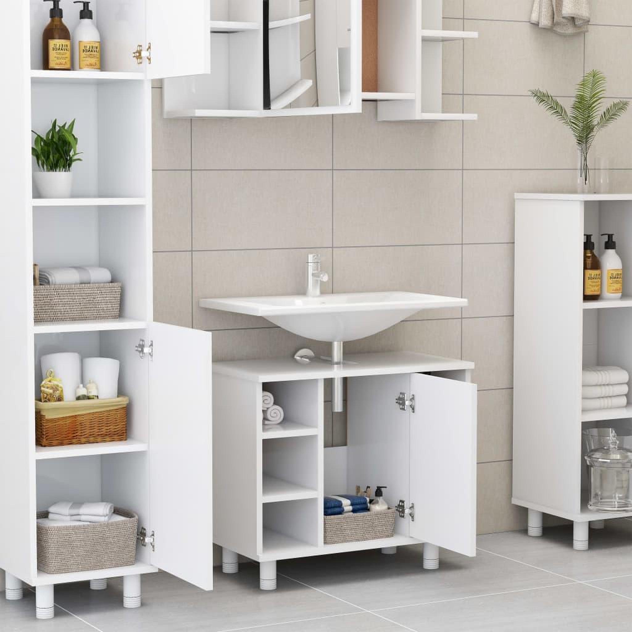 Voir la diapositive 3 : VIDAXL Armoire de salle de bain Blanc 60x32x53,5 cm Bois d'ingenierie